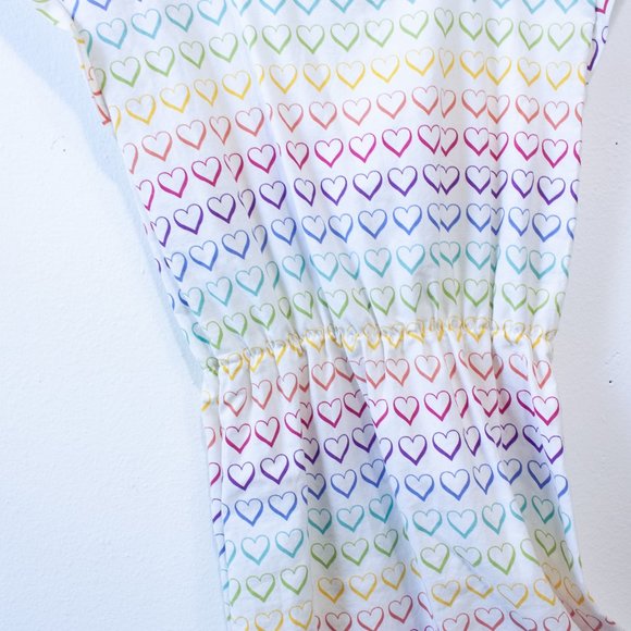 rainbow dress, heart print handmade dress - Picture 3 of 8